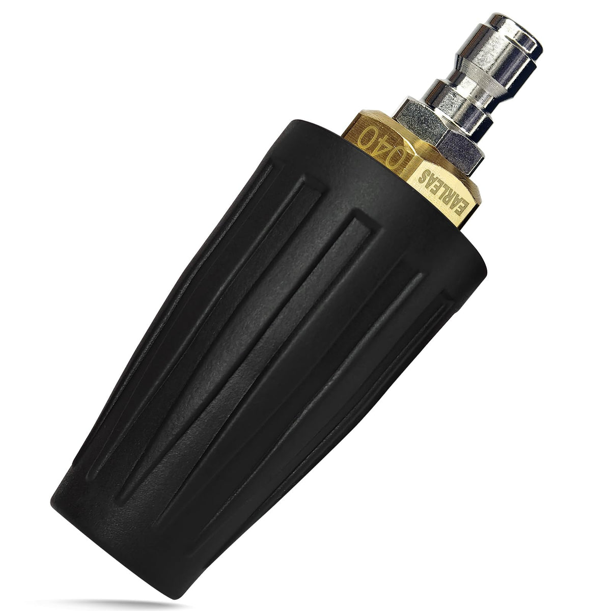 EARLEAS Turbo Nozzle close-up showing brass body and ceramic core for rugged cleaning power