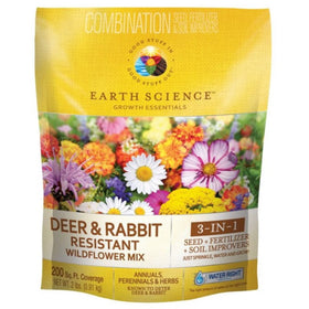 Earth Science deer and rabbit resistant flower mix in full bloom attracts pollinators.