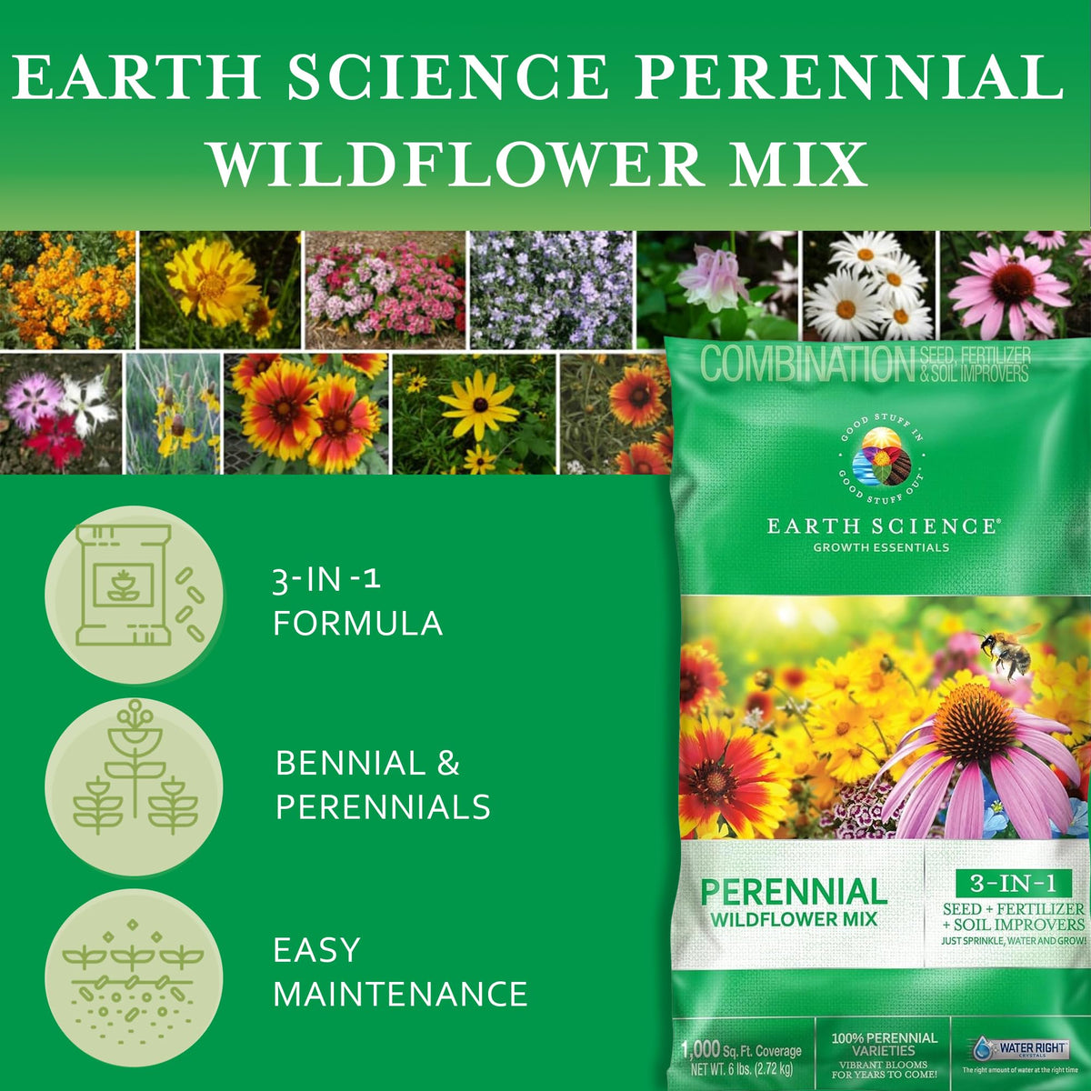 Earth Science Easy-to-apply pouch simplifies planting and setup.