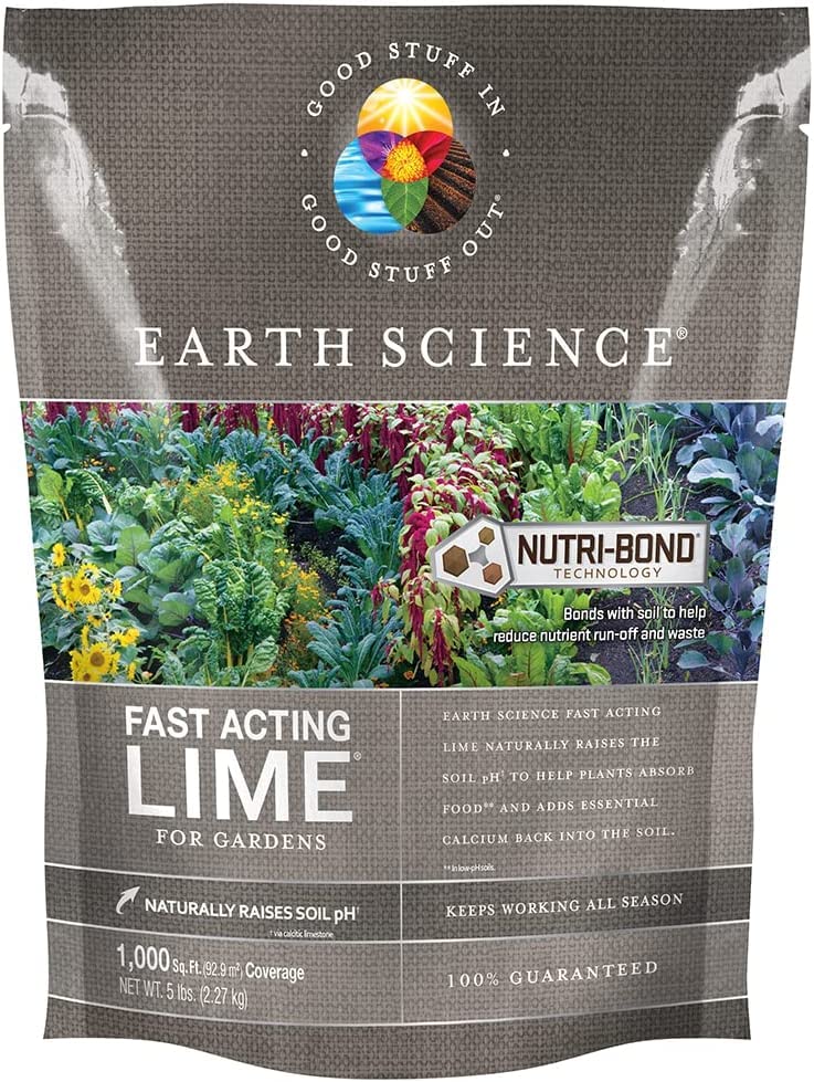 Earth Science Fast Acting Lime bag demonstrates easy soil pH adjustment for lawns.