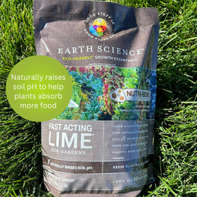 Earth Science Nutri-Bond technology keeps lime bonded to soil for efficiency.