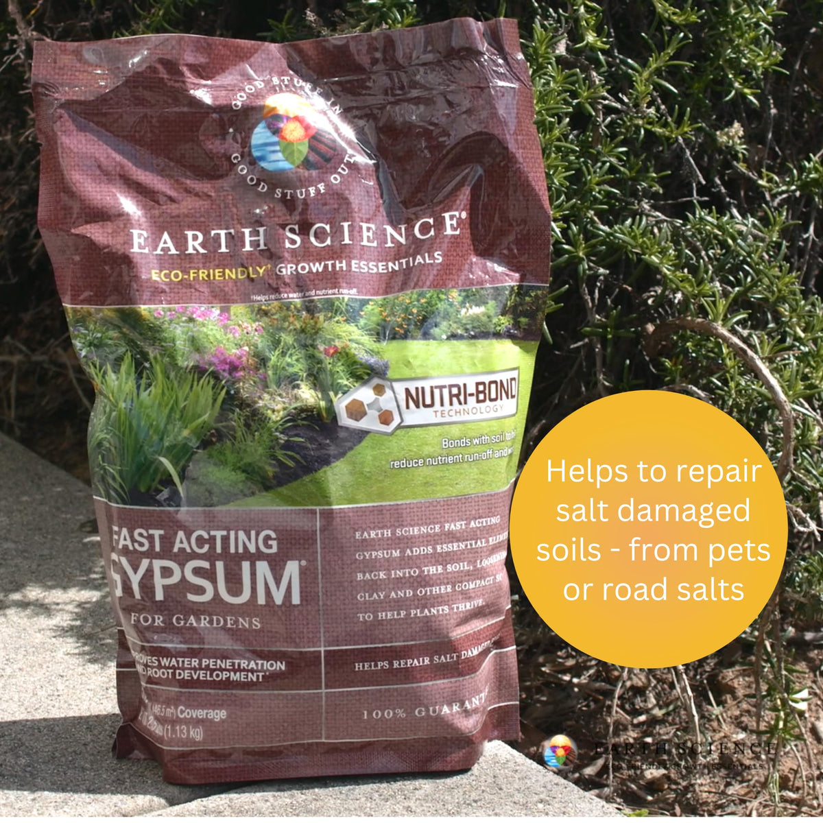 Earth Science Nutri-Bond technology bonds with soil to reduce runoff.