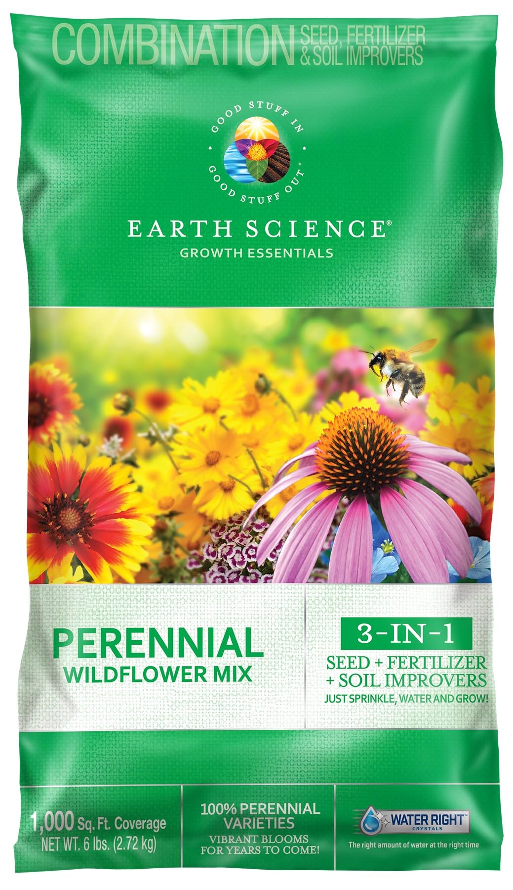 Earth Science Perennial Wildflower Mix seed-pack for vibrant, long-lasting color all season.
