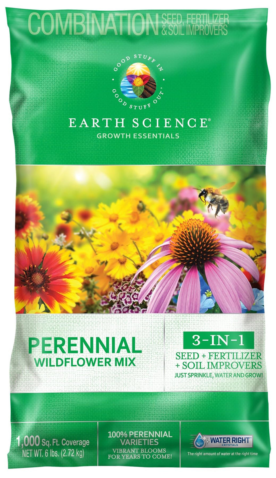 Earth Science Perennial Wildflower Mix seed-pack for vibrant, long-lasting color all season.