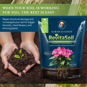 RevitaSoil applied to raised bed soil supports healthier, more vibrant plants.