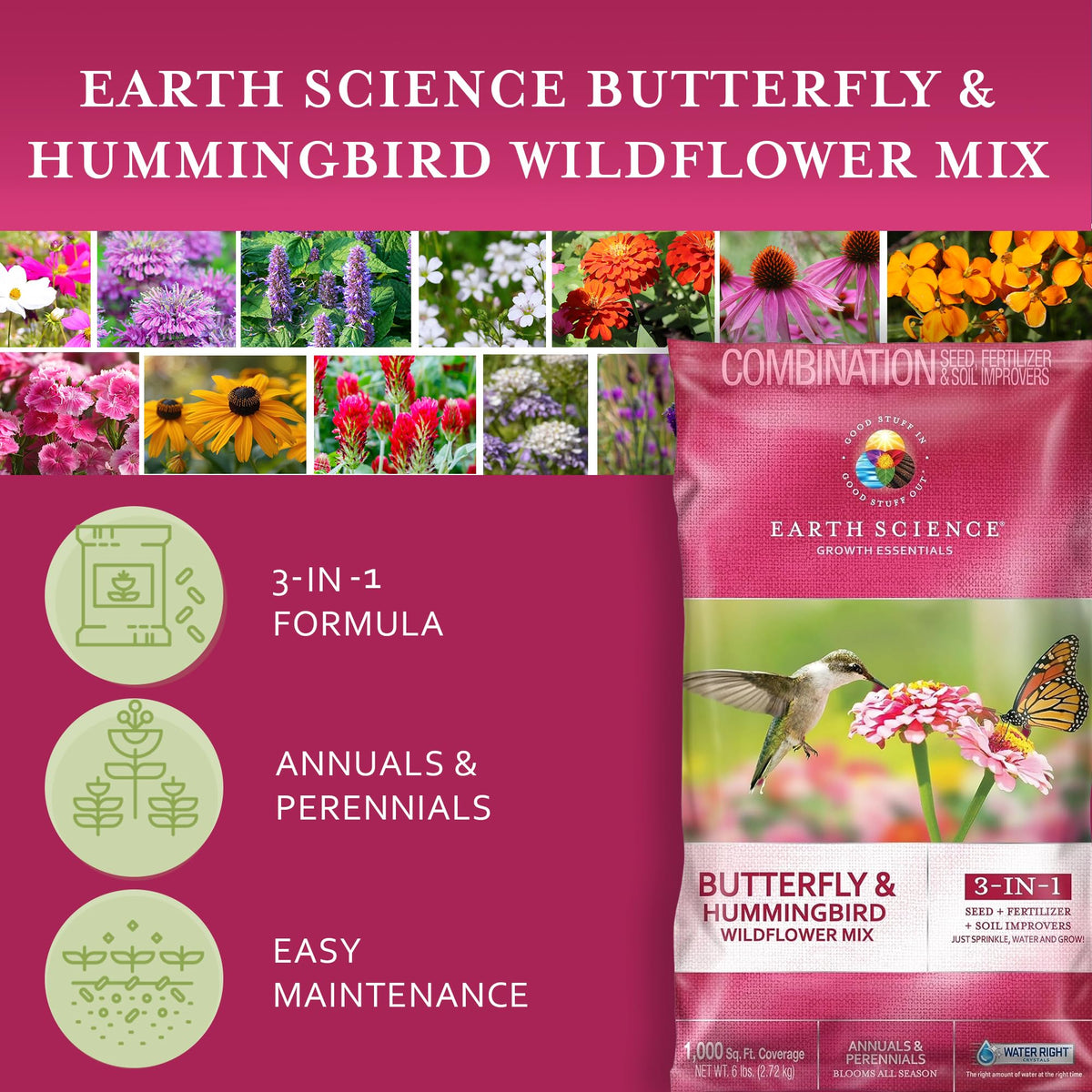 Garden bed in bloom with Earth Science Wildflower Mix