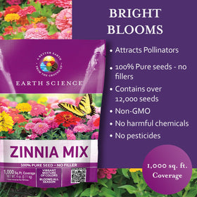 Earth Science Zinnia Seeds cut-flower stems arranged in a vase for lasting arrangements.