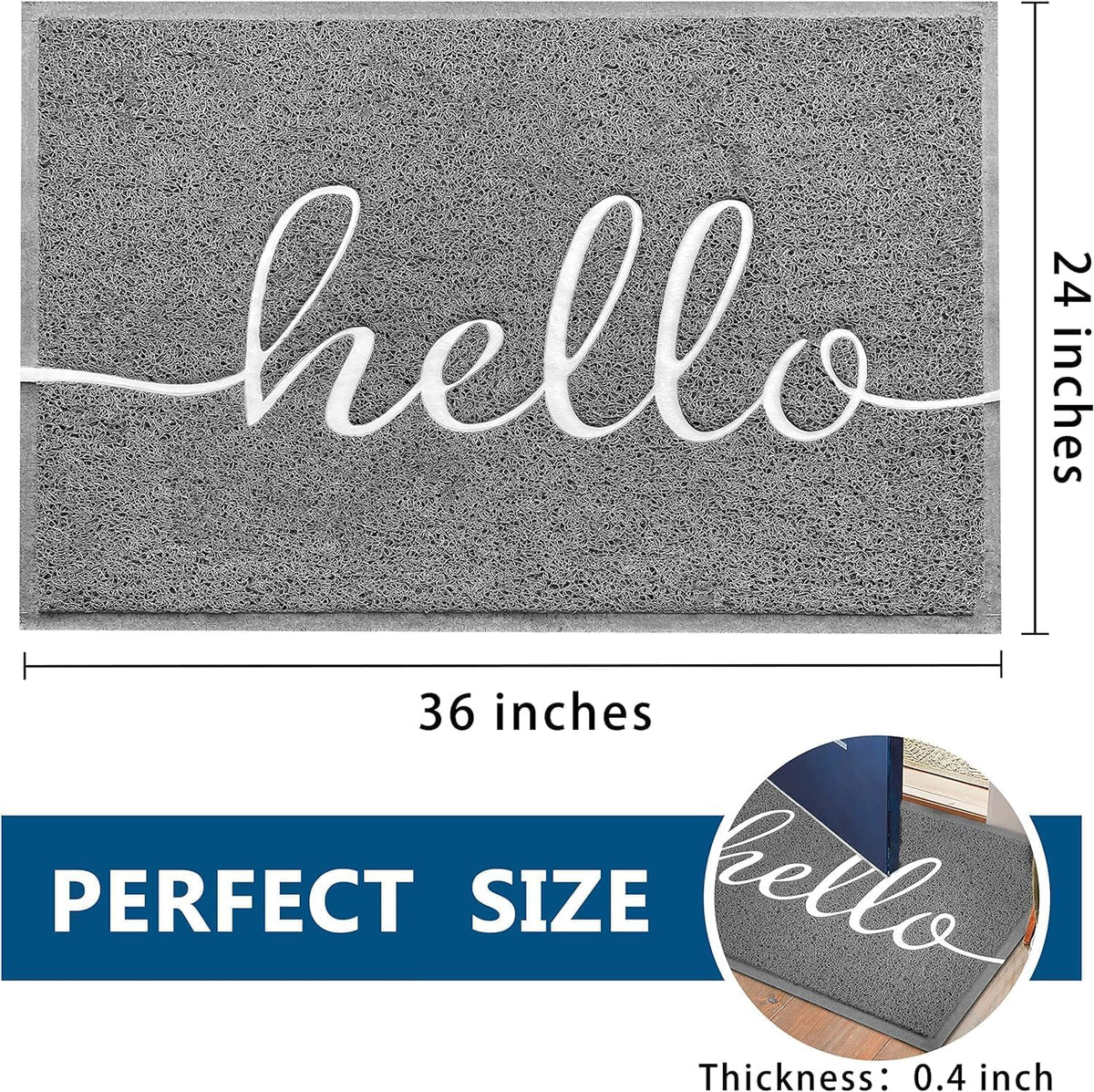 Earthall Hello door mat dirt-trap closeup shows concave design catching debris.