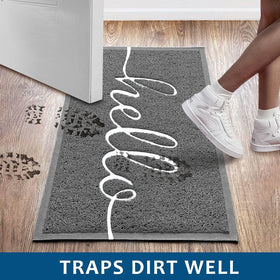 Earthall Hello door mat outdoor use resists weather and heavy traffic.