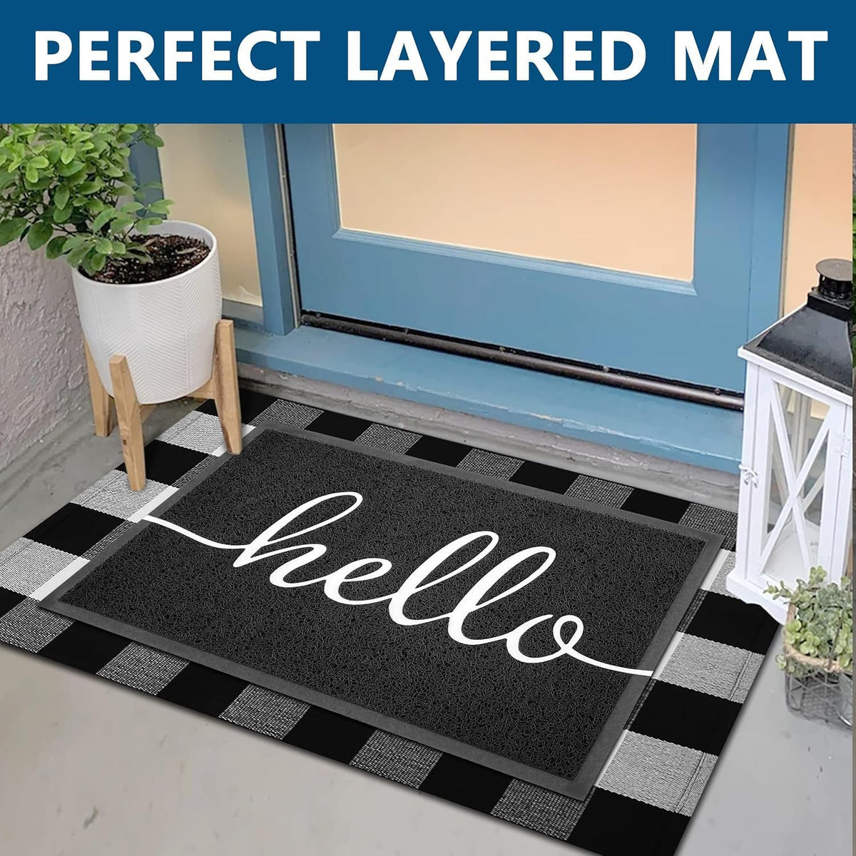 EARTHALL Funny Hello Mat entryway rug at the front door enhances curb appeal.