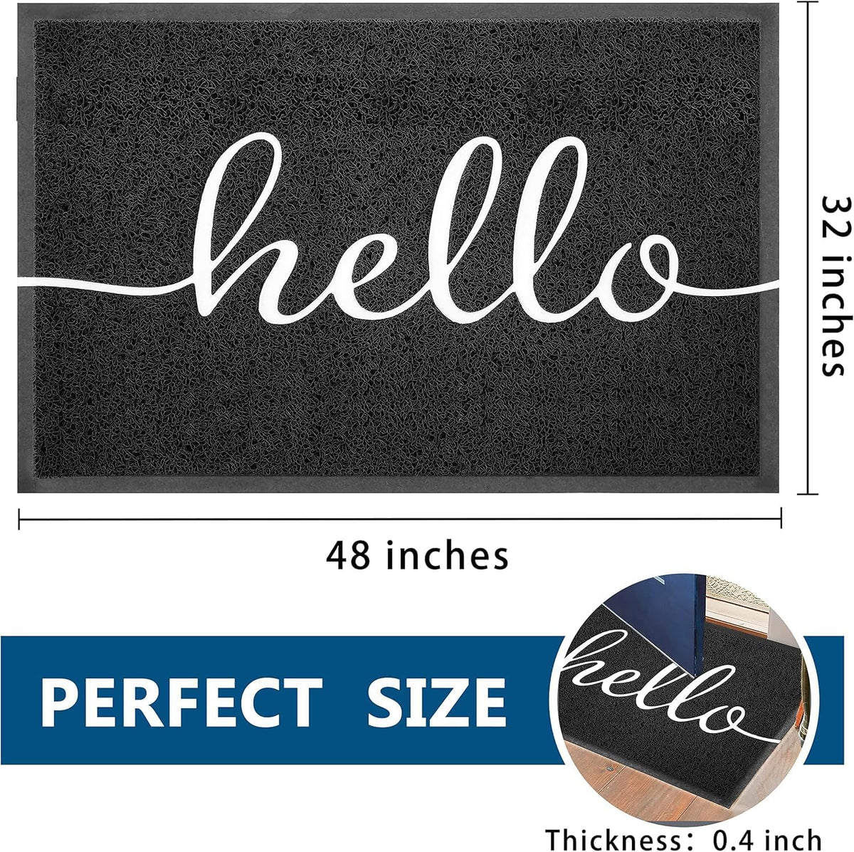 Earthall Hello doormat on front porch, durable, easy to clean, weather-ready.