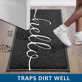 Earthall Hello mat for indoor-outdoor use, low-profile design fits under doors.