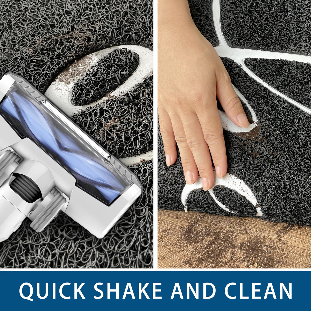 Earthall Hello mat features concave edge to trap dirt before entry.