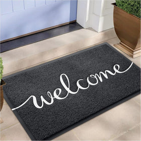 EARTHALL Funny Welcome Mat view at the front door showing inviting design and dirt-trapping capability