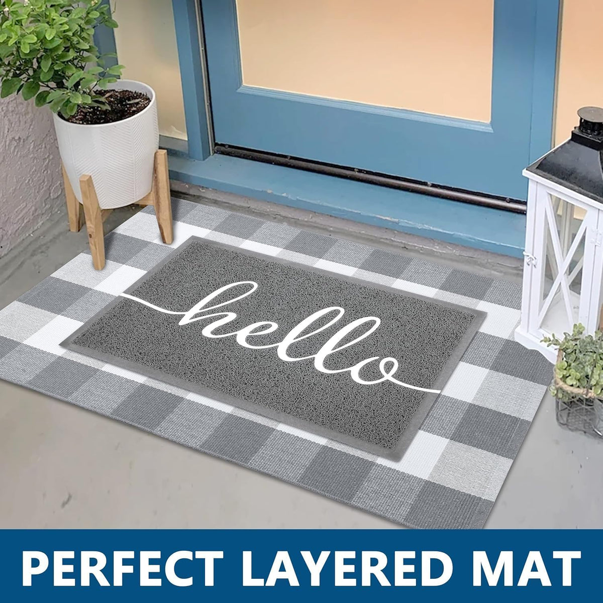 Earthall Hello doormat concave dirt trap catches dust.