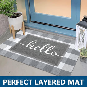 Earthall Hello doormat concave dirt trap catches dust.