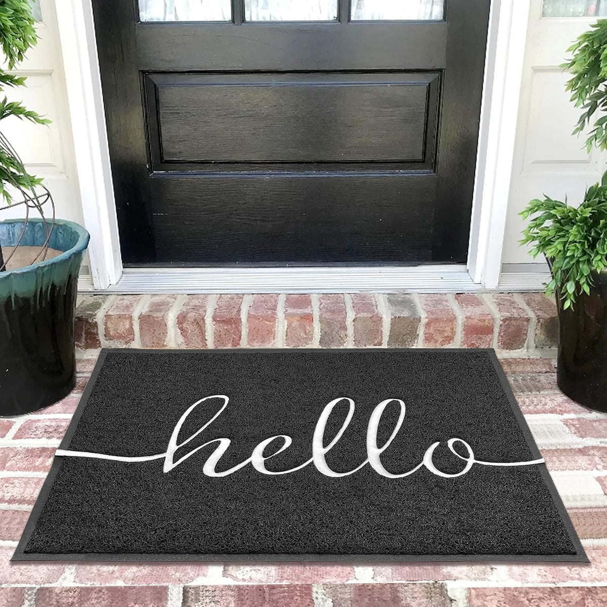 EARTHALL Hello Doormat front view highlights durable 36x24 entry solution for busy entrances.
