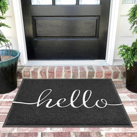 EARTHALL Hello Doormat front view highlights durable 36x24 entry solution for busy entrances.