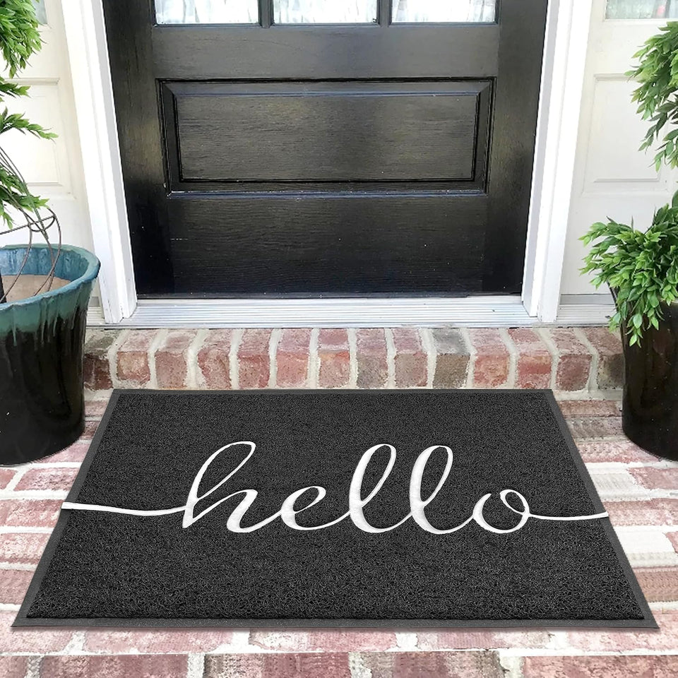 EARTHALL Hello Doormat front view highlights durable 36x24 entry solution for busy entrances.