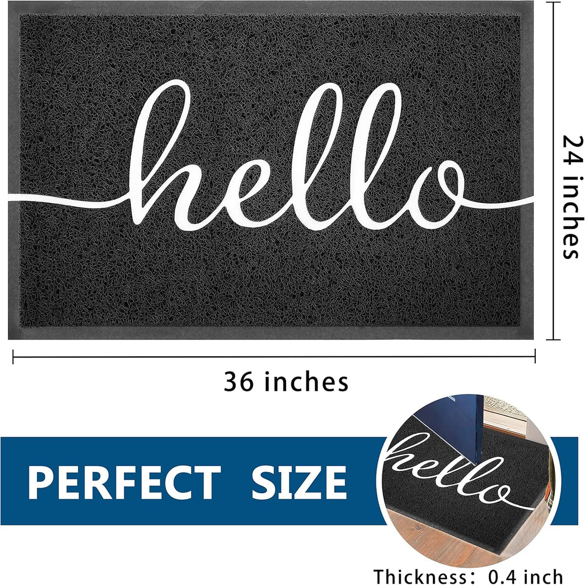 EARTHALL Hello Doormat non-slip rubber backing keeps floors safe.