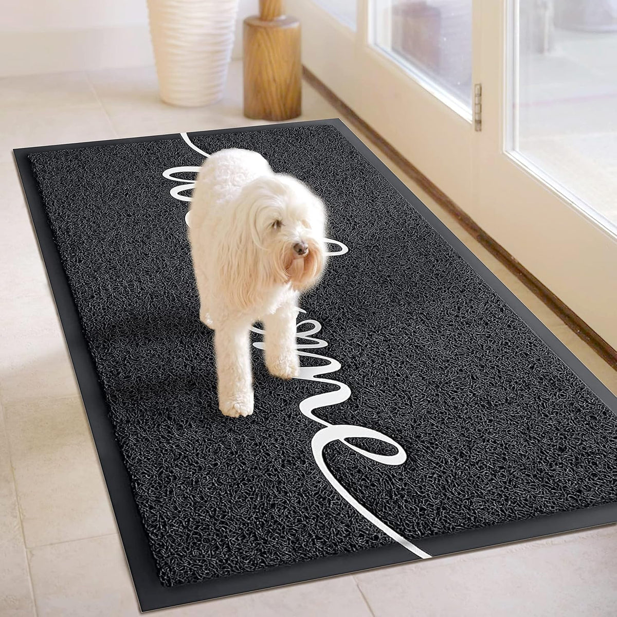 Earthall soft, flexible doormat that's easy to rinse and dries quickly.
