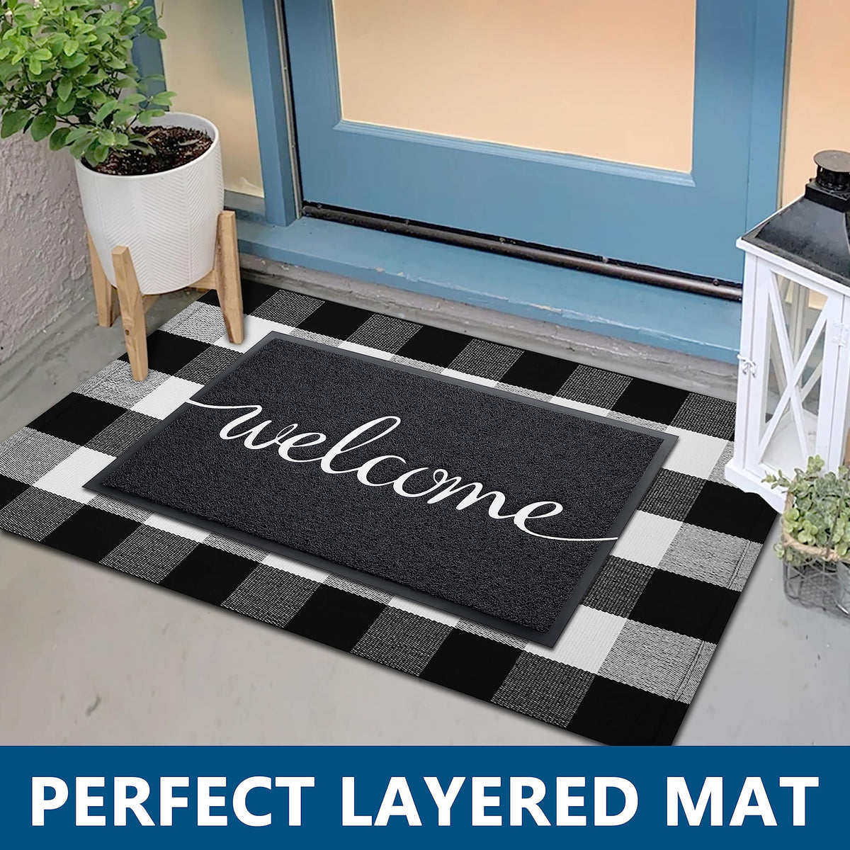 Earthall Welcome Mat dirt-trapping concave design catches sand and snow.