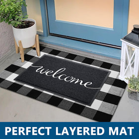 Earthall Welcome Mat dirt-trapping concave design catches sand and snow.