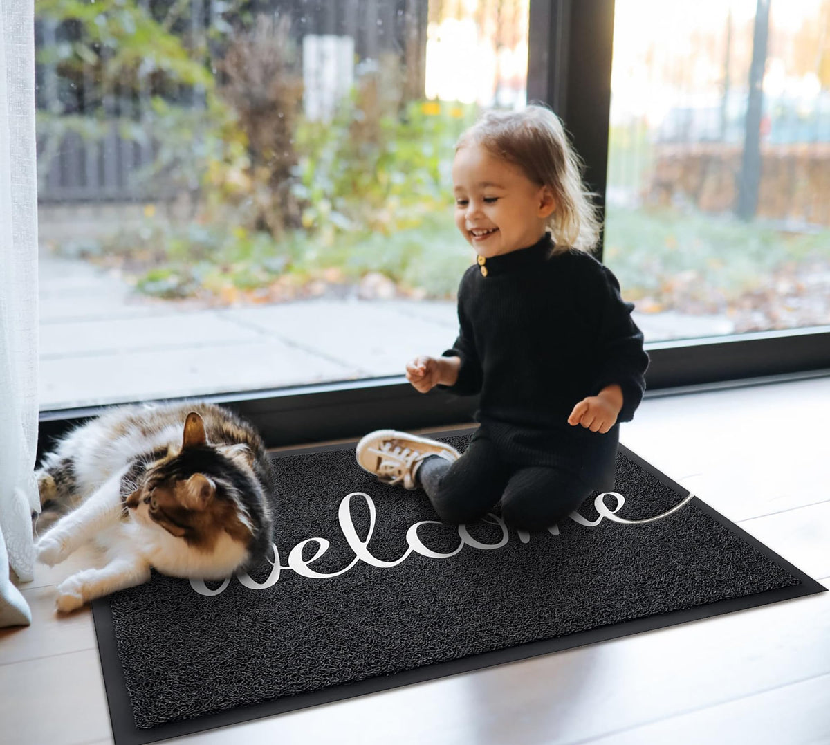 Earthall Welcome Mat easy to clean by shaking, sweeping, or hosing.