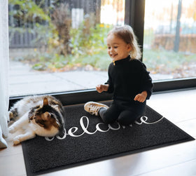 Earthall Welcome Mat easy to clean by shaking, sweeping, or hosing.
