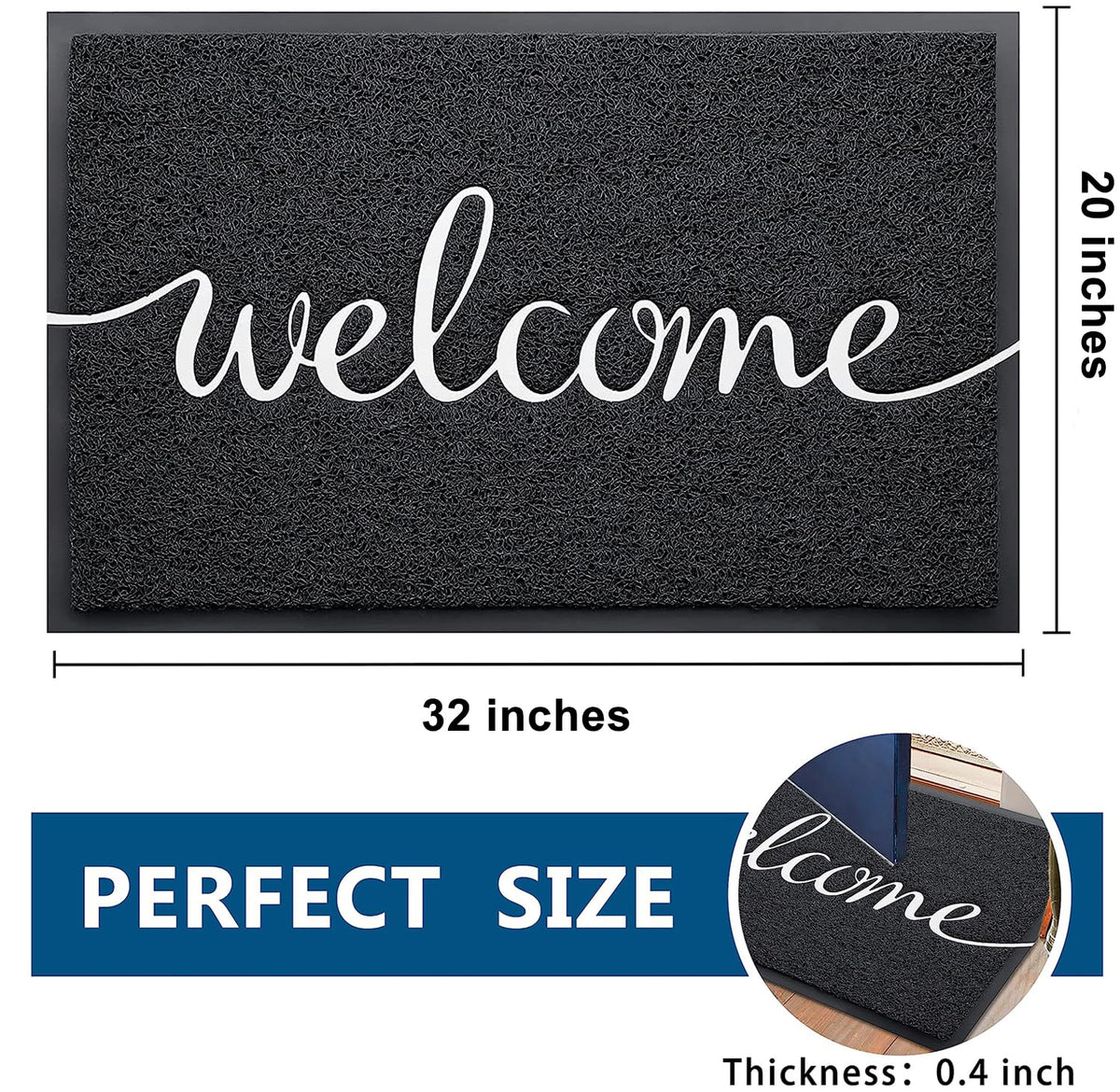 Earthall Welcome Mat non-slip rubber backing prevents slips on floors.