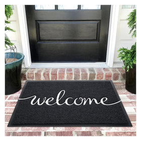 Earthall Welcome Mat for outdoor front door traps dirt and mud.
