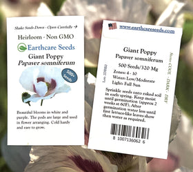 Earthcare Seeds Giant Poppy bloom pink — soft, elegant color for borders.