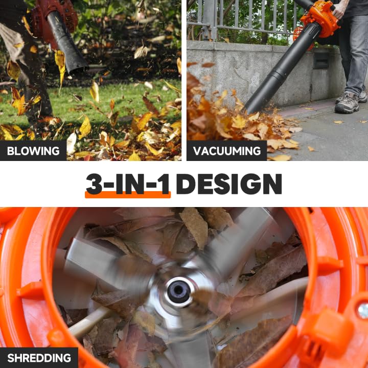 EarthCraft leaf mulcher function shreds leaves for easier disposal.