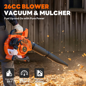 EarthCraft vacuum with 45-liter bag collects debris neatly.