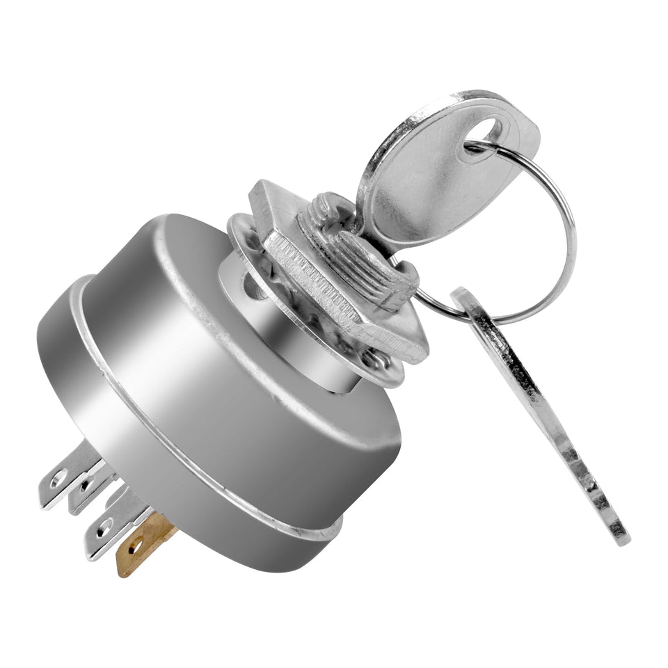 Earthtec ignition switch 045898 on Hustler mower, reliable replacement for quick starts.