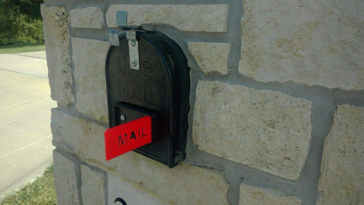 Earthtec mailbox flag brick-mounting design for easy installation.