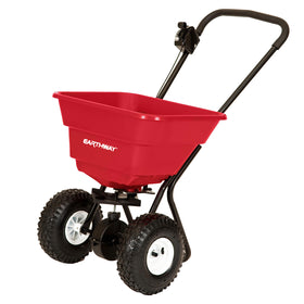 EarthWay 2050P hopper shows 80lb capacity for large-area seed spreading