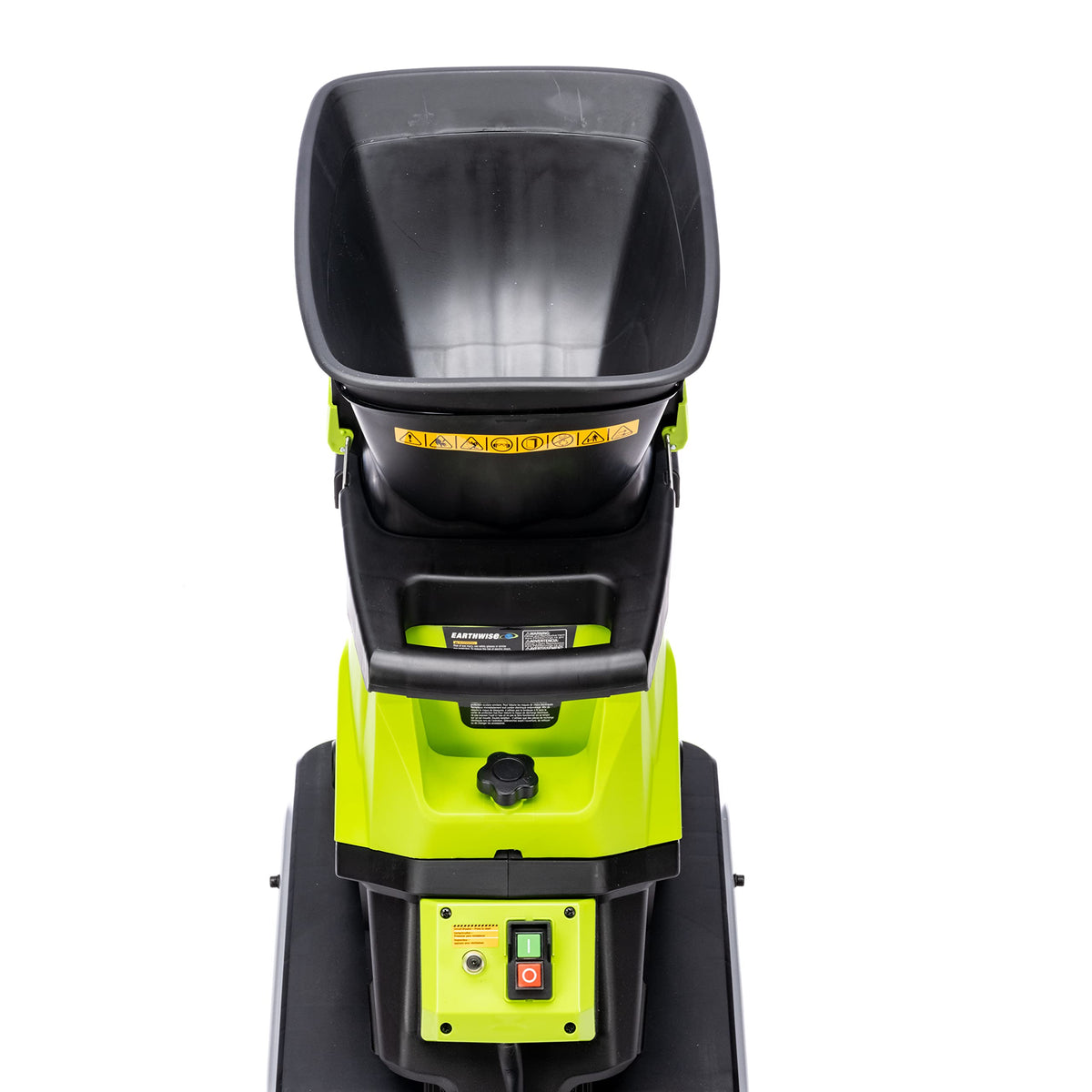 Earthwise GS70015 in action chipping branches efficiently for mulch.