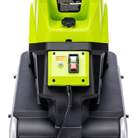 Earthwise GS70015 rear wheels enabling smooth yard transport.