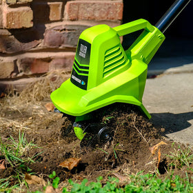 Earthwise TC70020IT tilled soil close-up illustrating soil loosening