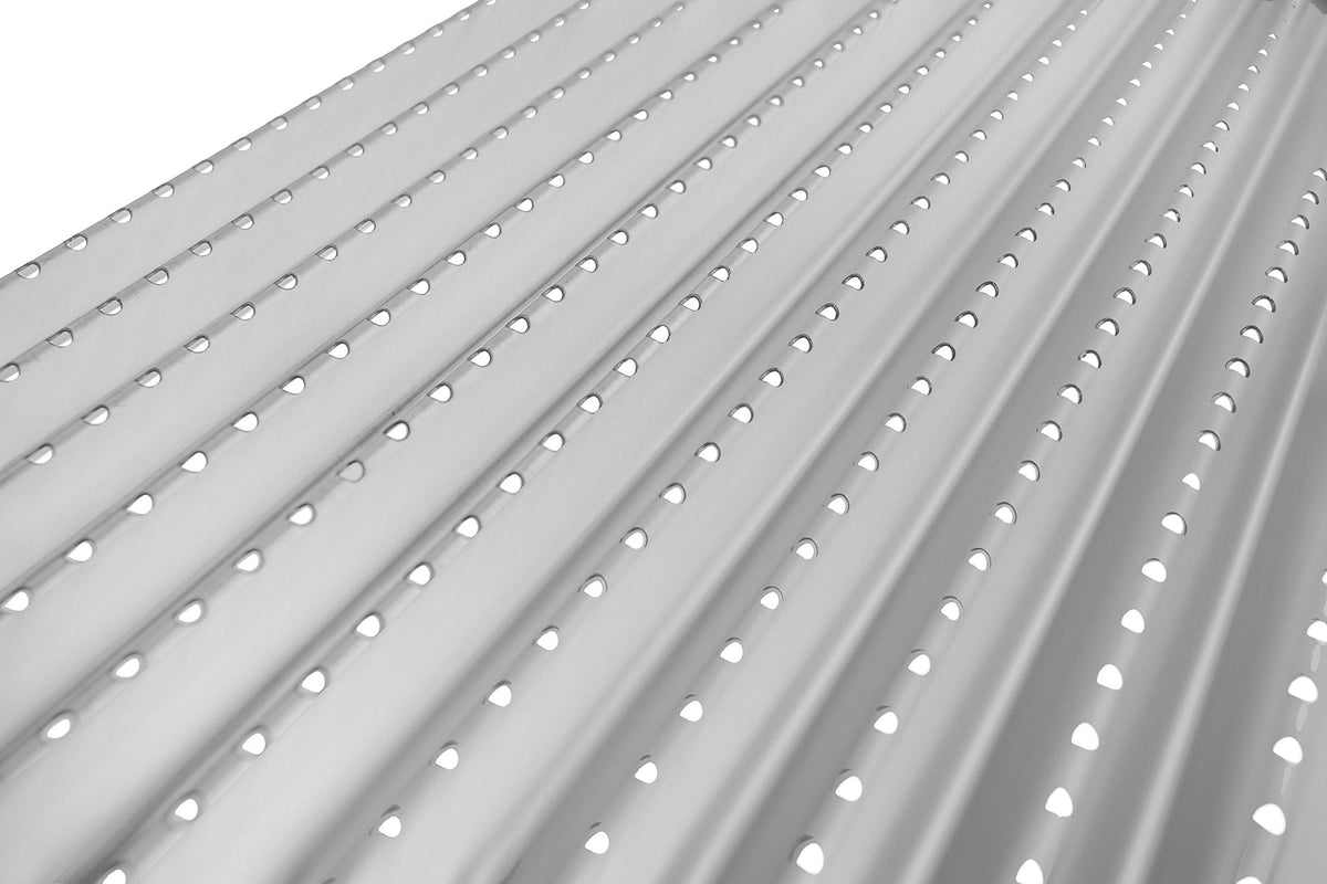 EasiBBQ emitter plate with multiple holes distributes heat across the surface