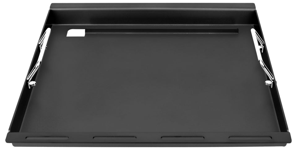 EasiBBQ full-size griddle insert on Weber Spirit 200 Series, front view for expanded searing space