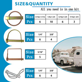 Easily linch pins and cotter pins provide secure, quick-release hitch maintenance.