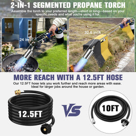 EASITALY torch reaches up to 3600°F for high-heat applications.