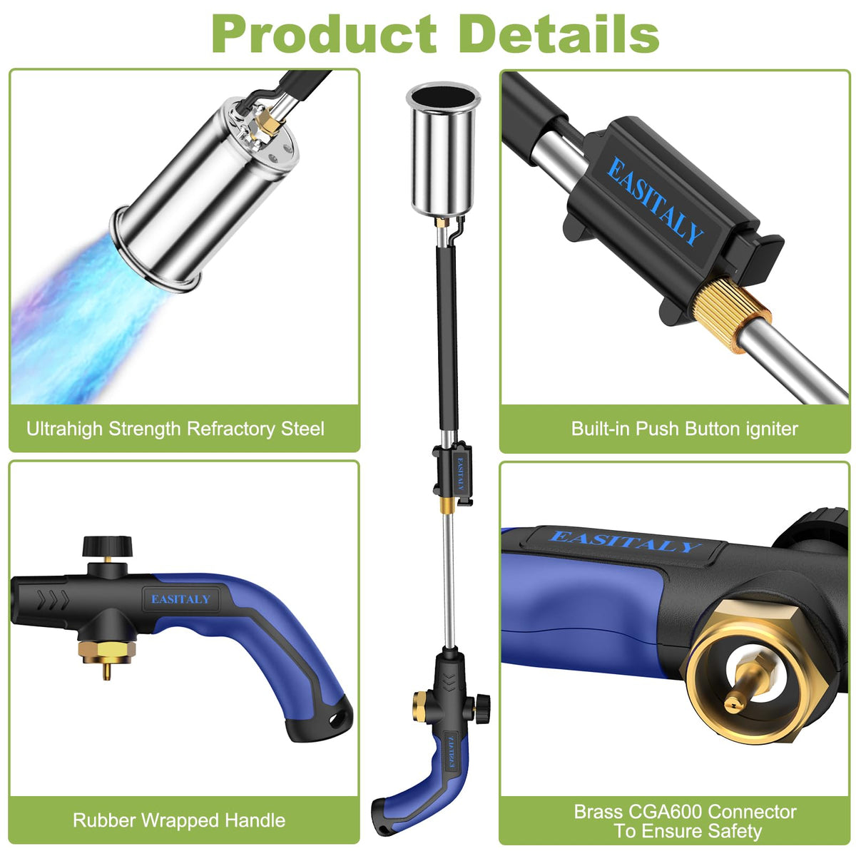 EASITALY adjustable flame control tailors heat for small beds or driveways.