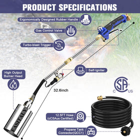 EASITALY dual-mode torch switches between short grilling and long weed-burning modes.