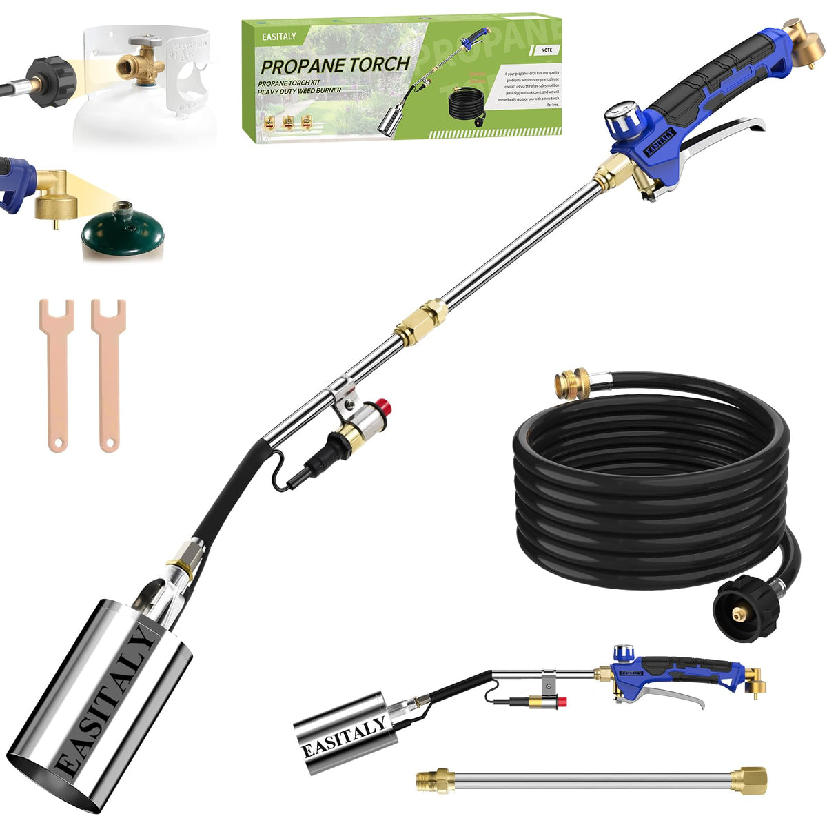 EASITALY propane torch extended hose reaches difficult areas for efficient flame work.