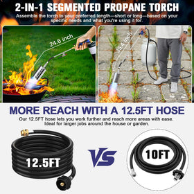 EASITALY propane torch extended reach with 12.5ft hose for hard-to-reach tasks.