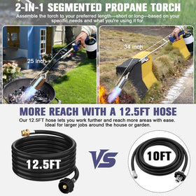 EASITALY propane torch dual-mode for quick grilling or weed control tasks.