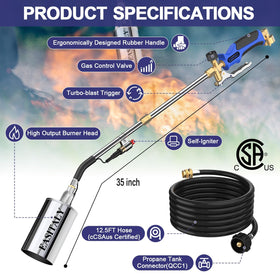 EASITALY torch large nozzle delivers strong, even flame.